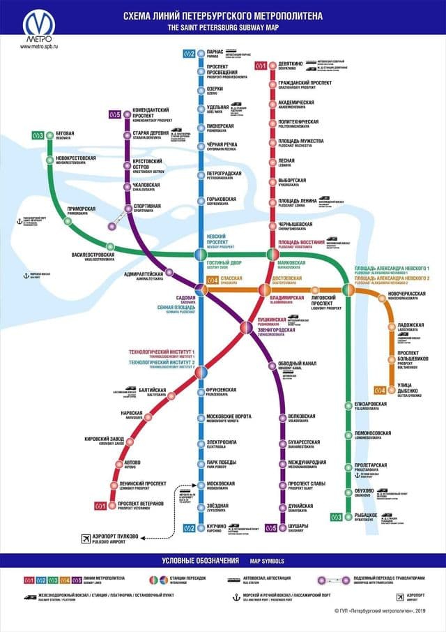 Plan des stations de metro de St Petersburg