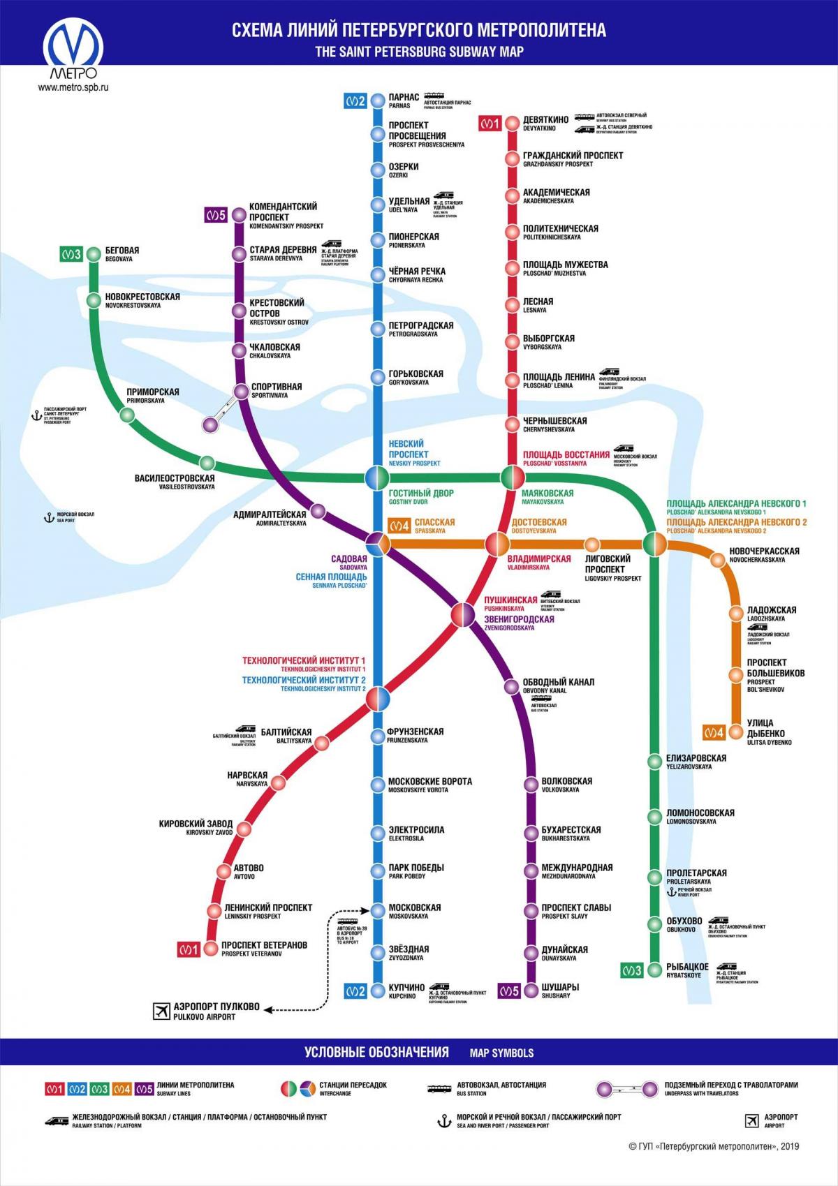 Plan des stations de metro de St Petersburg