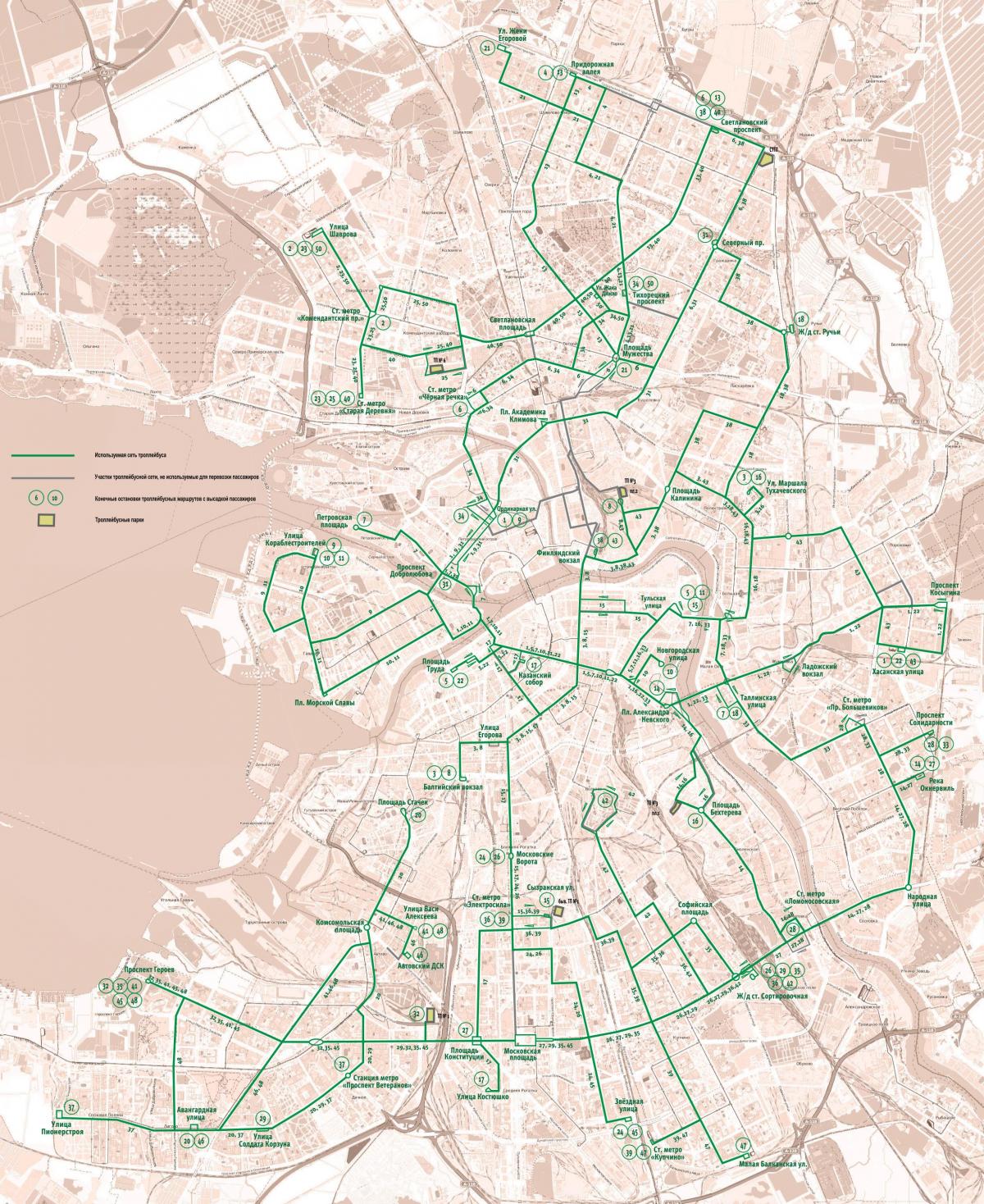 Plan des stations trolley de St Petersburg